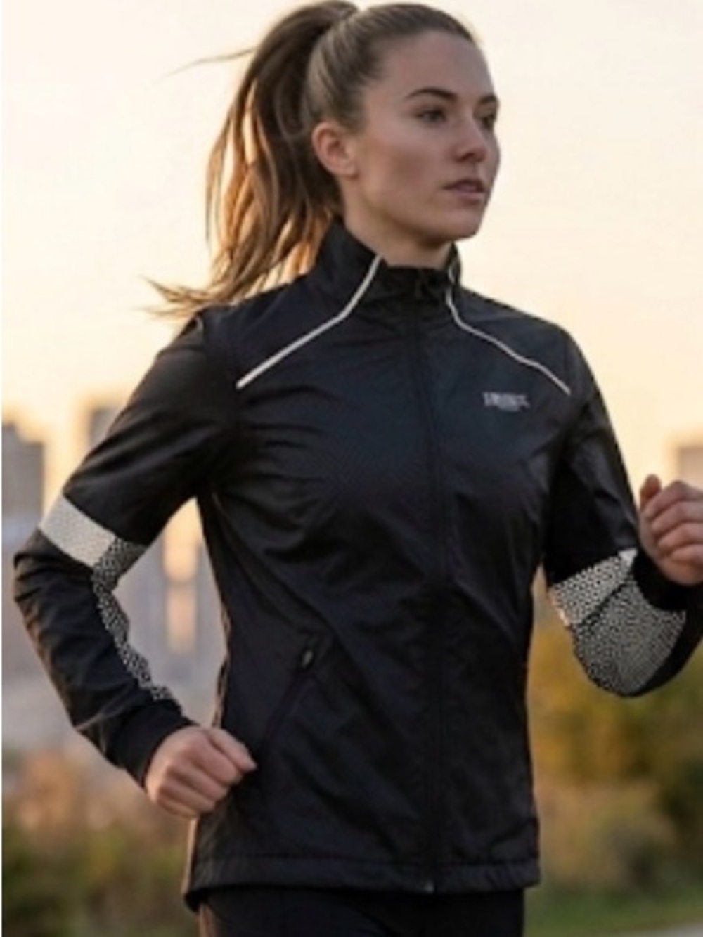 Running Room high-Vis Reflective Running Jacket Size Small Black 👵MT